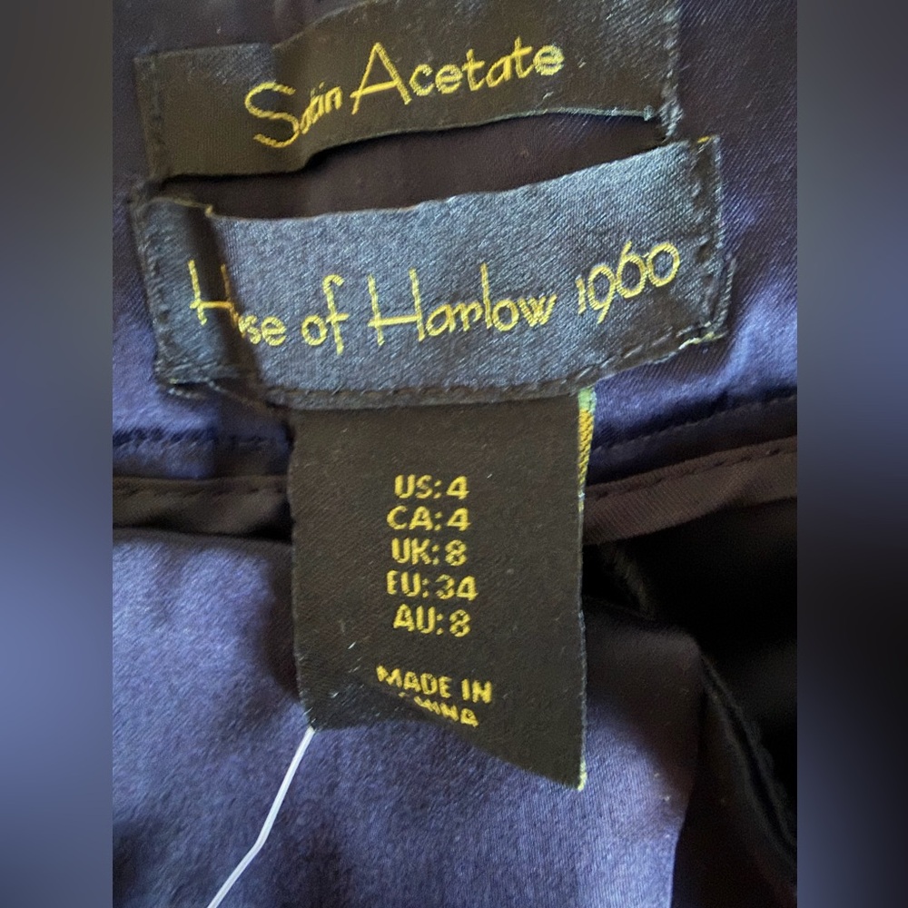 House of Harlow Deep Navy Two-Piece Satin Pants Set Size 4 co-ord resortwear NWT - Picture 7 of 10